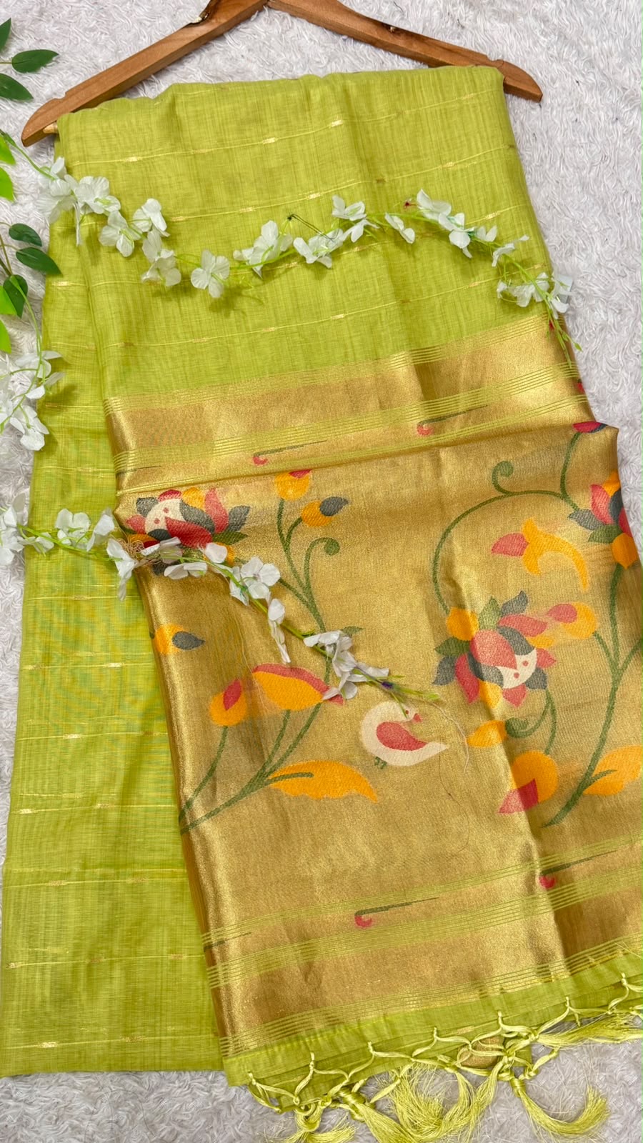 Jamdani Cotton Saree with Paithani Pallu