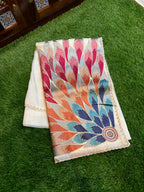 Tissue korean machine work (premium) with statement pallu shoulder design