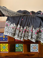 Premium Crush Tussar Saree with Floral Embroidery