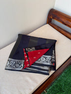Soft silk with contrast butti work blouse+D6