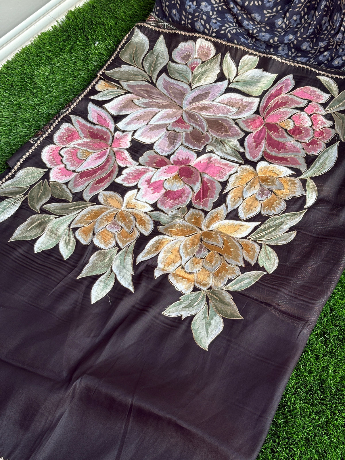 Tissue korean machine work (premium) with katha work blouse