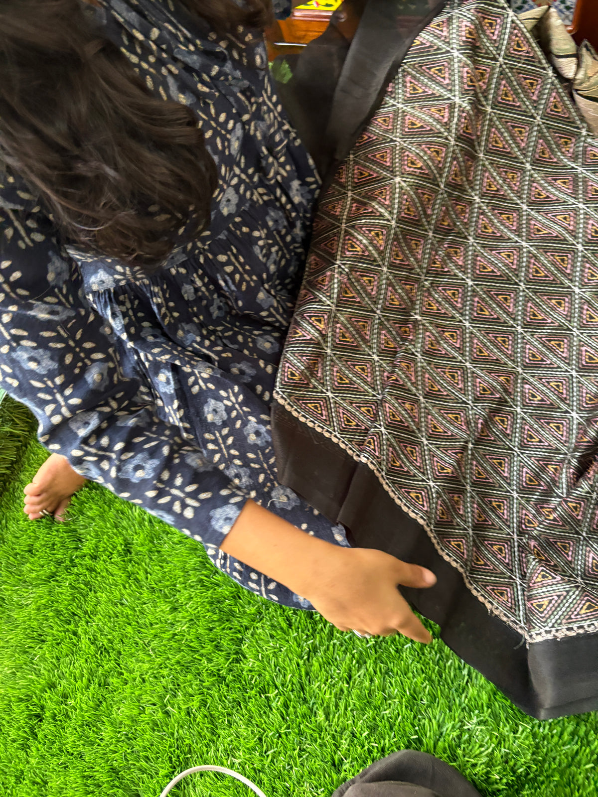 Tissue korean machine work (premium) with katha work blouse
