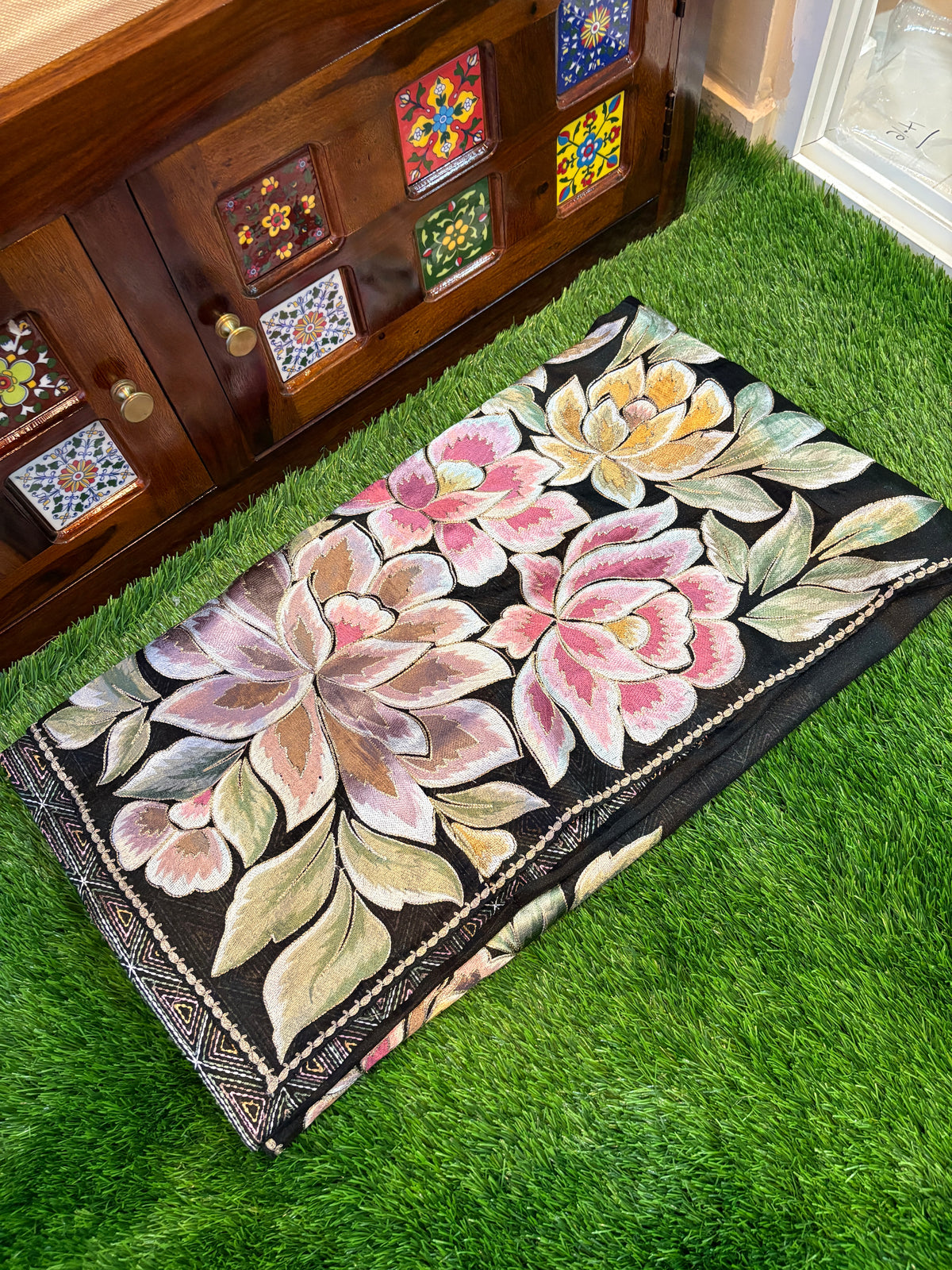 Tissue korean machine work (premium) with katha work blouse