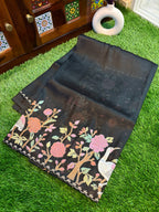 Tissue korean machine flemingo cut work (premium) with border work blouse