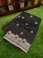 Premium Crush Tussar Saree with Floral Embroidery