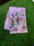 Pure Satin Saree with Statement Embroidered Pallu