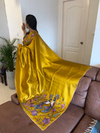 Pure Satin Saree with Statement Embroidered Pallu