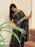 Soft silk with contrast butti work blouse+D6