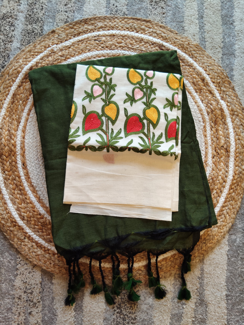 Premium Khadi Cotton Saree with Designer Embroidered Blouse