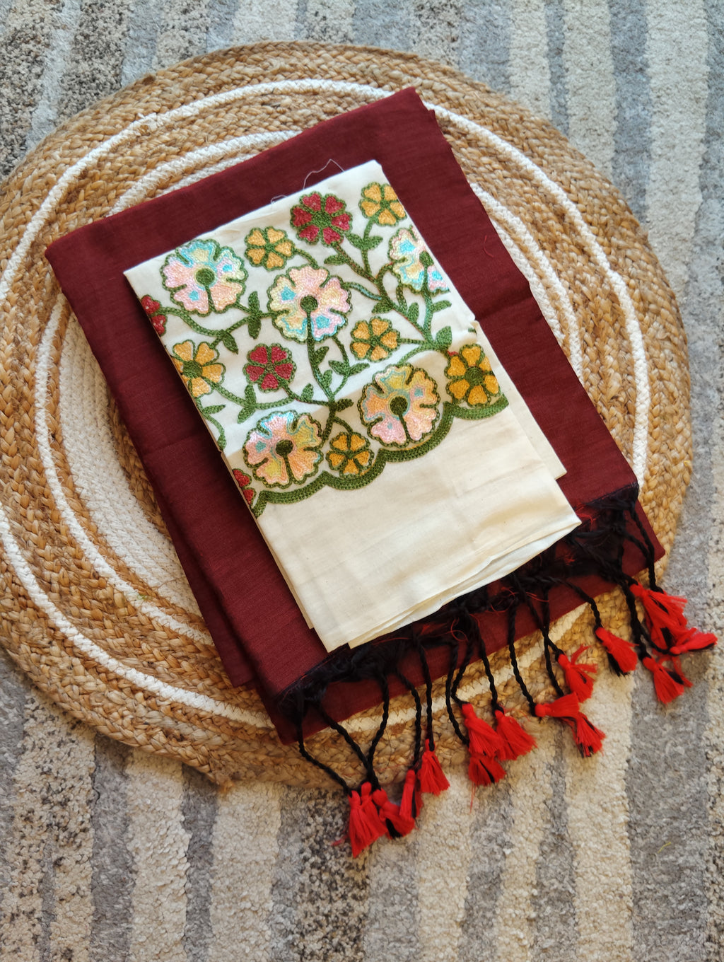 Premium Khadi Cotton Saree with Designer Embroidered Blouse
