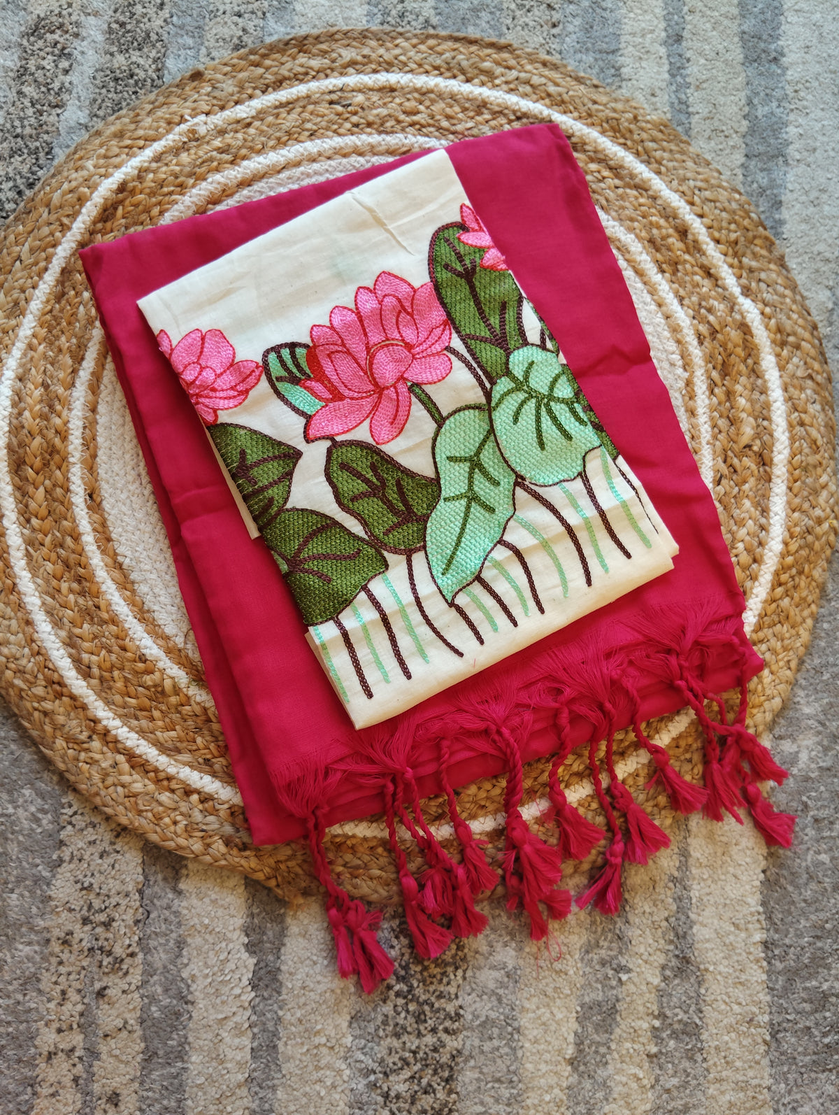 Premium Khadi Cotton Saree with Designer Embroidered Blouse
