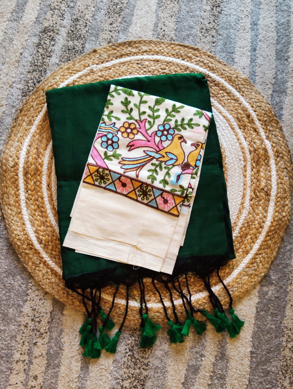 Premium Khadi Cotton Saree with Designer Embroidered Blouse