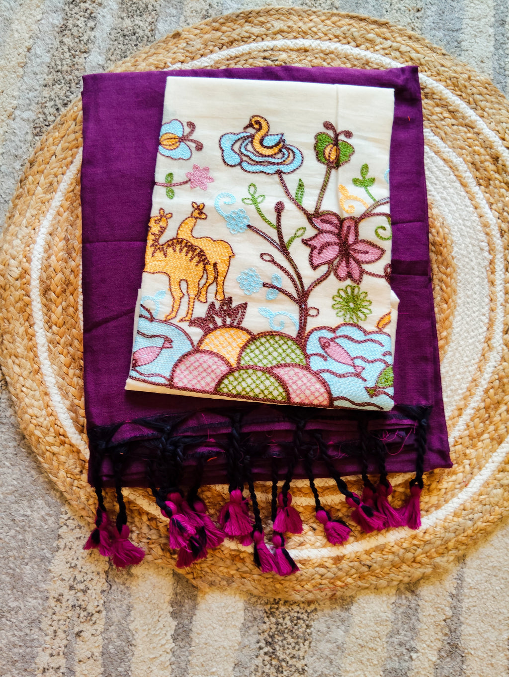 Premium Khadi Cotton Saree with Designer Embroidered Blouse