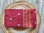 Silk Cotton Prajakta Print Narayan Peth Border Saree with Contrast Pallu & Blouse Piece
