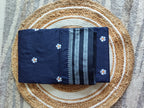 Silk Cotton Prajakta Print Narayan Peth Border Saree with Contrast Pallu & Blouse Piece