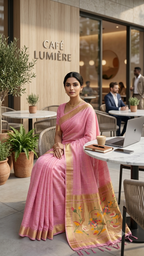 Jamdani Cotton Saree with Paithani Pallu
