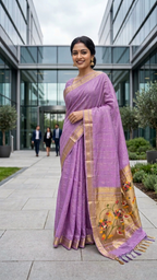 Jamdani Cotton Saree with Paithani Pallu