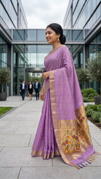 Jamdani Cotton Saree with Paithani Pallu