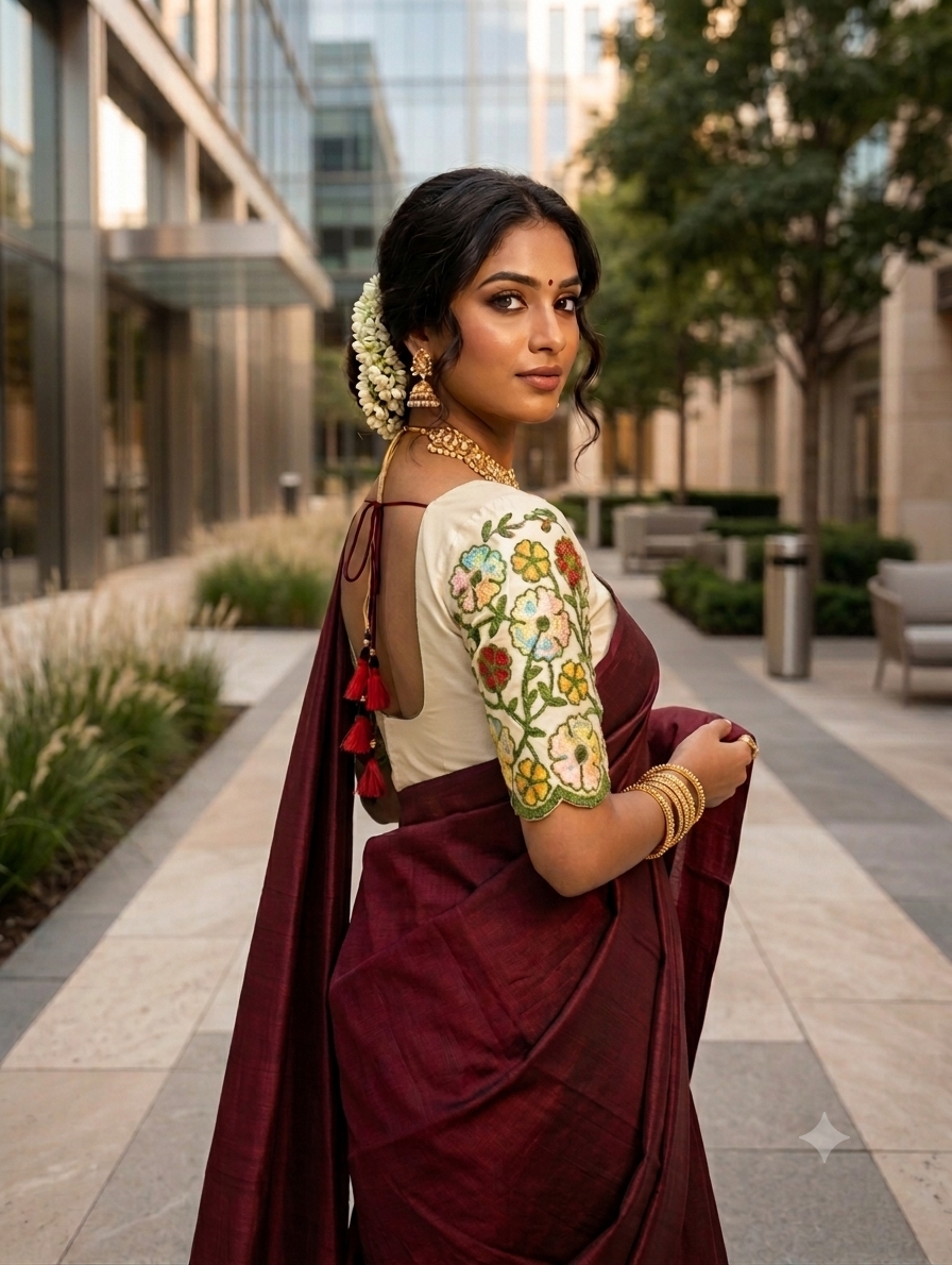 Premium Khadi Cotton Saree with Designer Embroidered Blouse