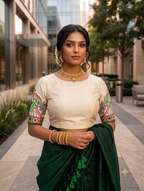 Premium Khadi Cotton Saree with Designer Embroidered Blouse