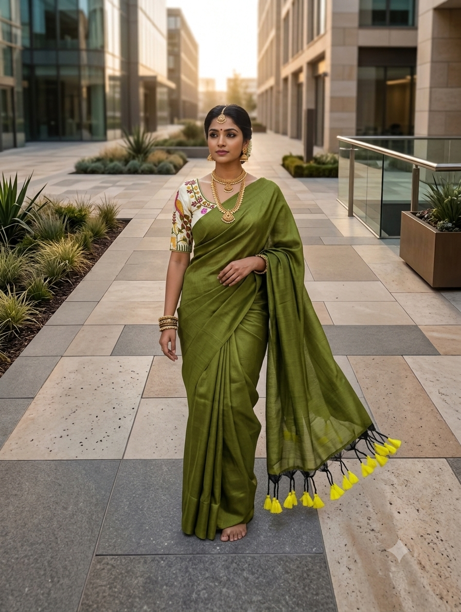 Premium Khadi Cotton Saree with Designer Embroidered Blouse