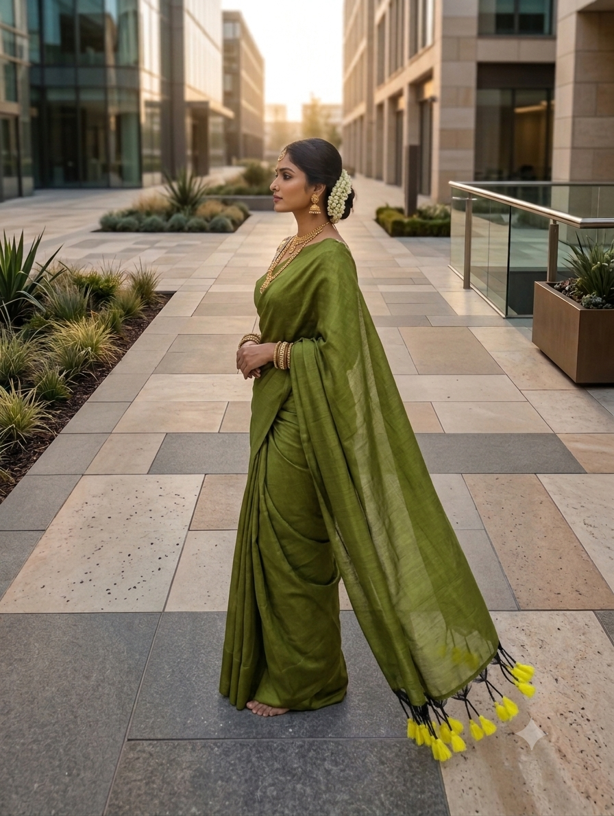 Premium Khadi Cotton Saree with Designer Embroidered Blouse