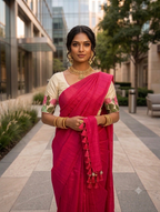 Premium Khadi Cotton Saree with Designer Embroidered Blouse