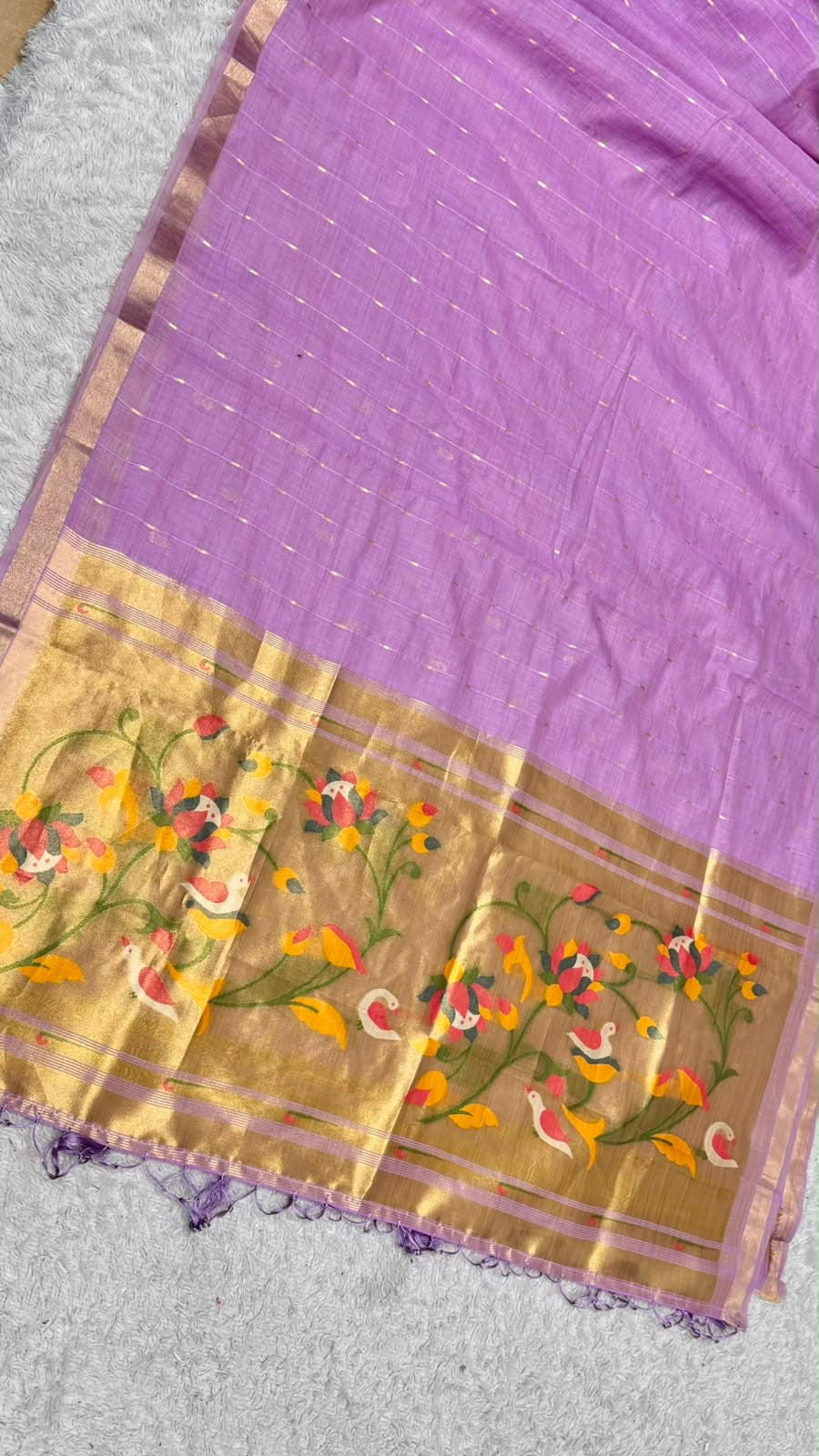 Jamdani Cotton Saree with Paithani Pallu