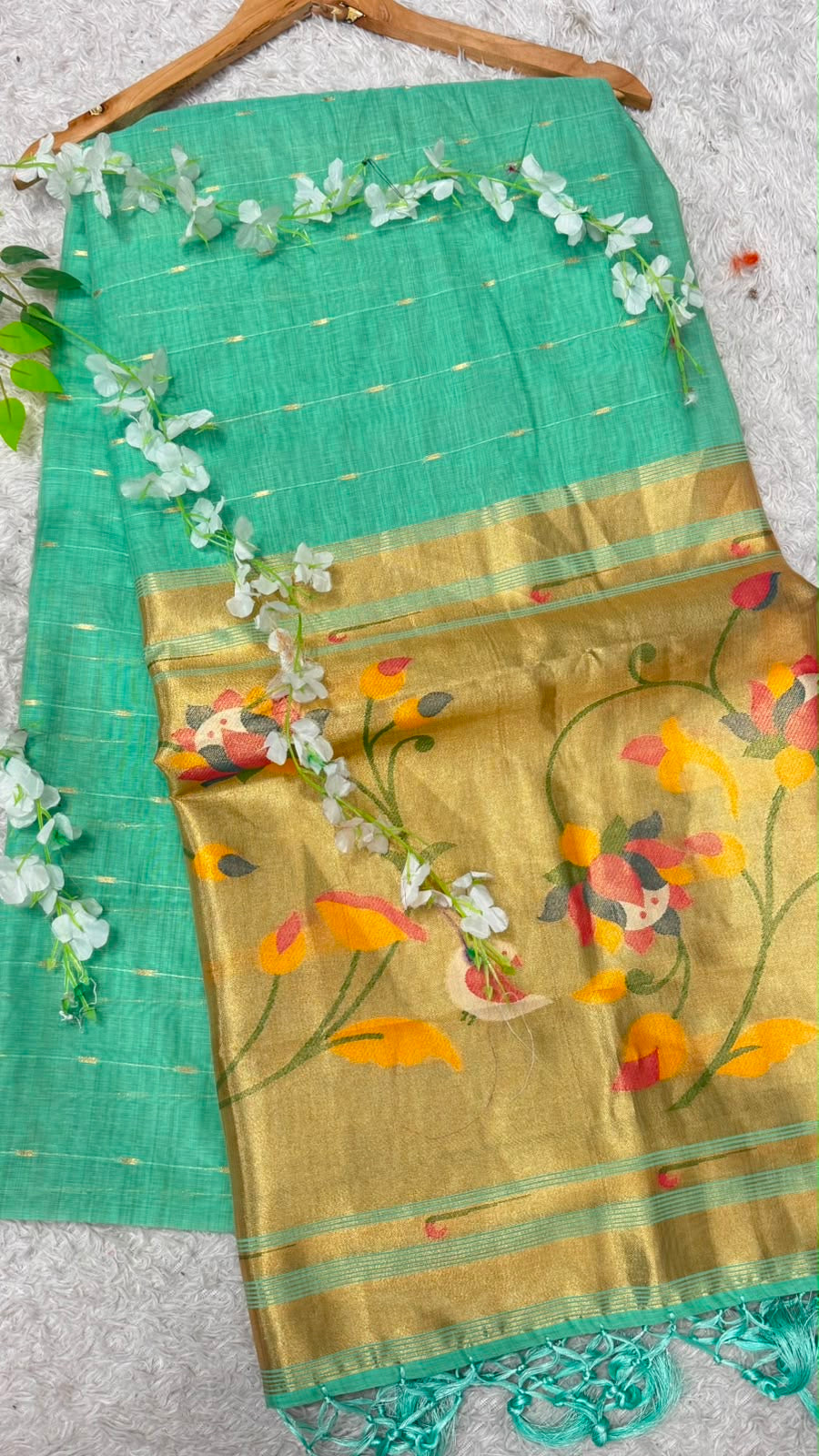 Jamdani Cotton Saree with Paithani Pallu