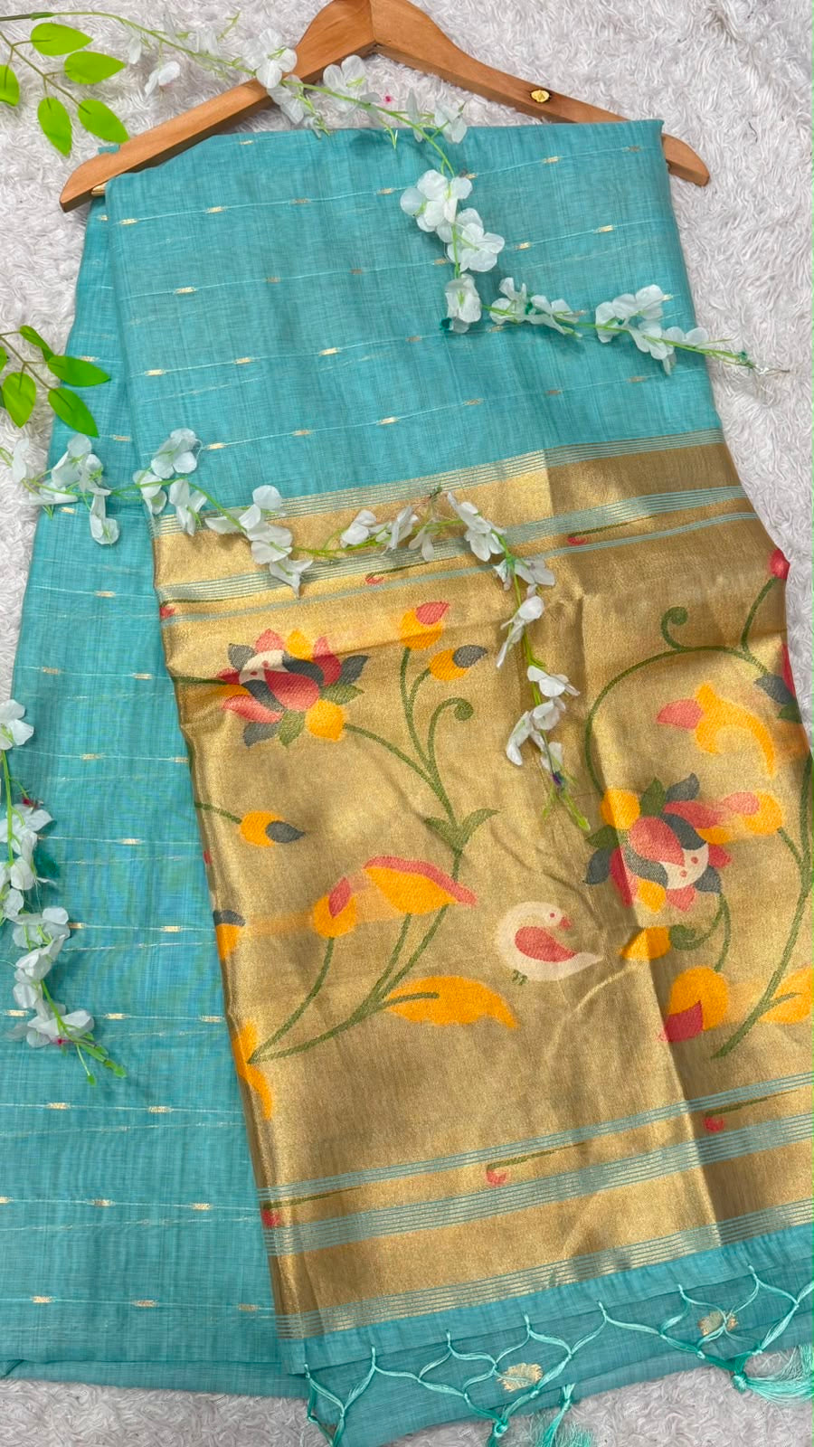 Jamdani Cotton Saree with Paithani Pallu